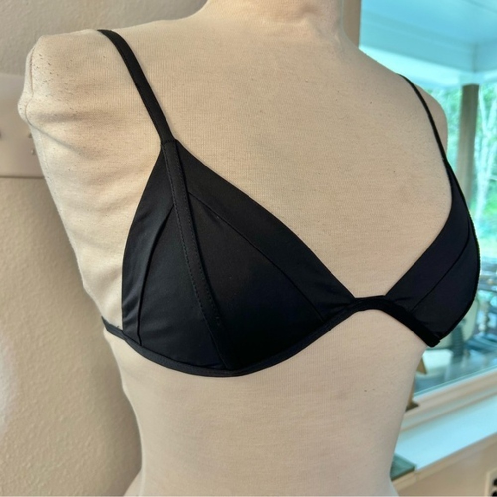 Frankies bikinis black strappy triangle bikini swim top medium